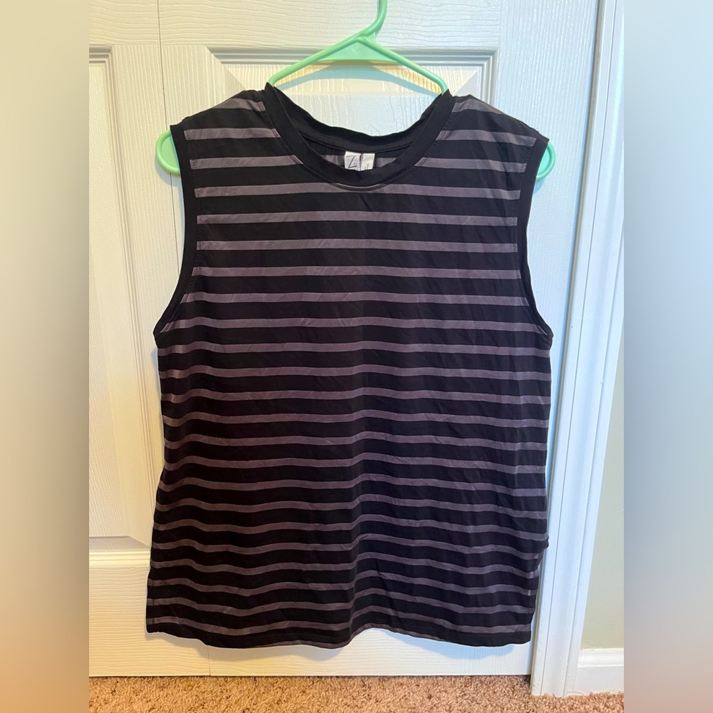 Zella Striped Black Tank Top Size Mediumโ